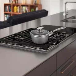 Alternative view of Cookware AMERCOOK Artmartin 1.5 Qt. Cast Aluminum Ceramic Nonstick Sauce Pan In Ash With Glass Lid