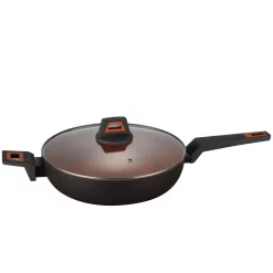 Cookware AMERCOOK 12 In. Rough Non Stick Coated Round Wok Pan Volcano Stone