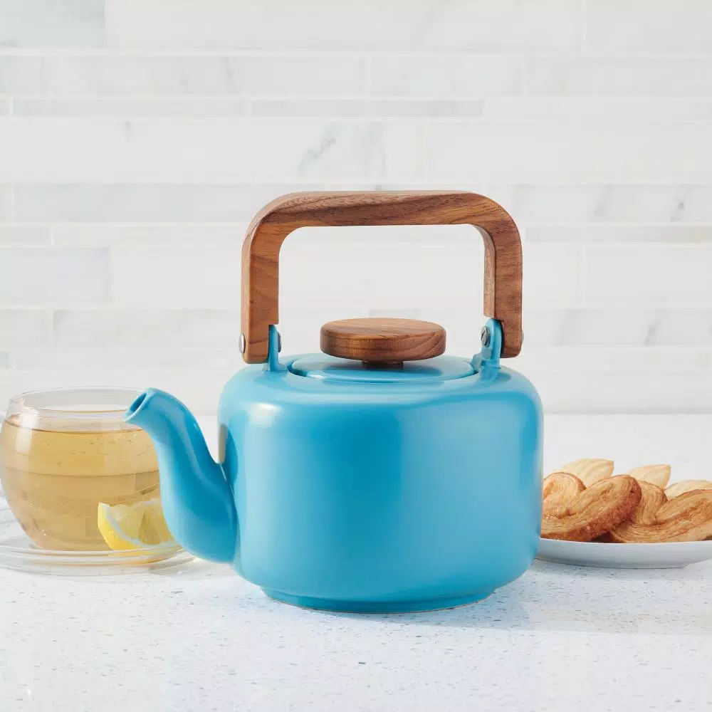 Cookware BonJour Ceramic Coffee And Tea 4-Cup Ceramic Teapot With Infuser, Aqua 6 Cookware BonJour Ceramic Coffee And Tea 4-Cup Ceramic Teapot With Infuser, Aqua - Image 4