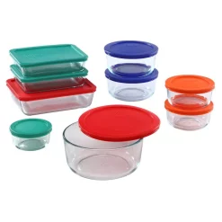 Bakeware Pyrex Simply Store 18-Piece Glass Storage Set With Assorted Colored Lids 6 Bakeware Pyrex Simply Store 18-Piece Glass Storage Set With Assorted Colored Lids -Weston Shop assorted pyrex bakeware sets 1110608 e1 1000