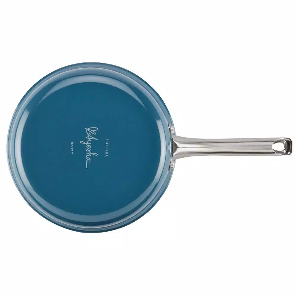 Cookware Ayesha Curry Home Collection 3 Qt. Aluminum Nonstick Saute Pan In Twilight Teal With Glass Lid 5 Cookware Ayesha Curry Home Collection 3 Qt. Aluminum Nonstick Saute Pan In Twilight Teal With Glass Lid - Image 3