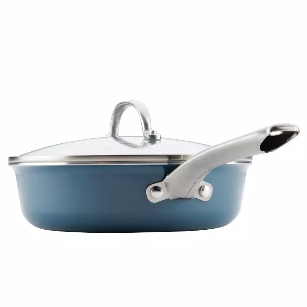 Cookware Ayesha Curry Home Collection 3 Qt. Aluminum Nonstick Saute Pan In Twilight Teal With Glass Lid 6 Cookware Ayesha Curry Home Collection 3 Qt. Aluminum Nonstick Saute Pan In Twilight Teal With Glass Lid - Image 4