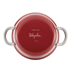 Cookware Ayesha Curry Home Collection 4.5 Qt. Porcelain Enamel Nonstick Covered Saucepot In Sienna Red -Weston Shop ayesha curry stock pots 10744 1d 1000