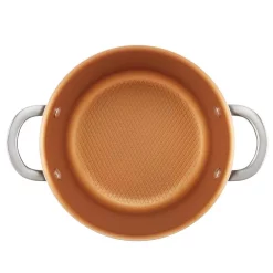 Alternative view of Cookware Ayesha Curry Home Collection 4.5 Qt. Brown Sugar Porcelain Enamel Non-Stick Covered Saucepot