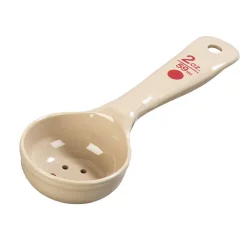 Bakeware Carlisle 2 Oz. Short Handle Acetal Plastic Perforated Portioning Spoon In Beige With Red Spot (Case Of 12)