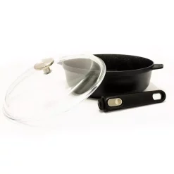 Cookware BergHOFF GEM 4.6 Qt. Cast Aluminum Nonstick Saute Pan In Black With Glass Lid -Weston Shop berghoff saute pans 2307305 1f 1000