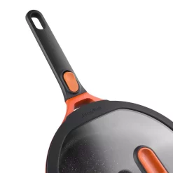 Cookware BergHOFF GEM Stay Cool 3.5 Qt. Cast Aluminum Nonstick Saute Pan In Orange With Glass Lid -Weston Shop berghoff saute pans 2307404 1f 1000