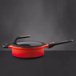 Cookware BergHOFF GEM Stay Cool 3.5 Qt. Cast Aluminum Nonstick Saute Pan In Orange With Glass Lid -Weston Shop berghoff saute pans 2307404 31 1000