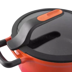 Cookware BergHOFF GEM Stay Cool 3.5 Qt. Cast Aluminum Nonstick Saute Pan In Orange With Glass Lid -Weston Shop berghoff saute pans 2307404 4f 1000