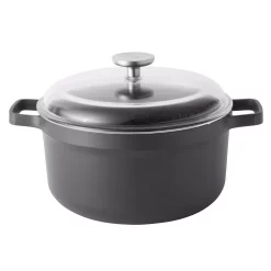 Cookware BergHOFF GEM 5.2 Qt. Cast Aluminum Nonstick Stock Pot In Black With Glass Lid