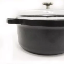 Cookware BergHOFF GEM 7.7 Qt. Cast Aluminum Nonstick Stock Pot In Black With Glass Lid -Weston Shop berghoff stock pots 2307311 4f 1000