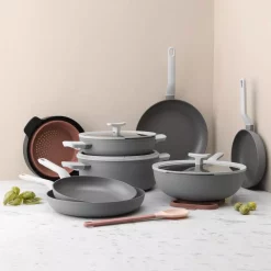 Cookware BergHOFF Leo 12.5 In. Aluminum Nonstick Wok In Grey With Glass Lid -Weston Shop berghoff woks stir fry pans 3950172 31 1000