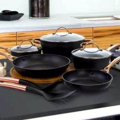 Oster Allsberg 10-Piece Aluminum Nonstick Cookware Set In Black And Bronze 23 Oster Allsberg 10-Piece Aluminum Nonstick Cookware Set In Black And Bronze -Weston Shop black and bronze oster cookware sets 985112752m 31 1000