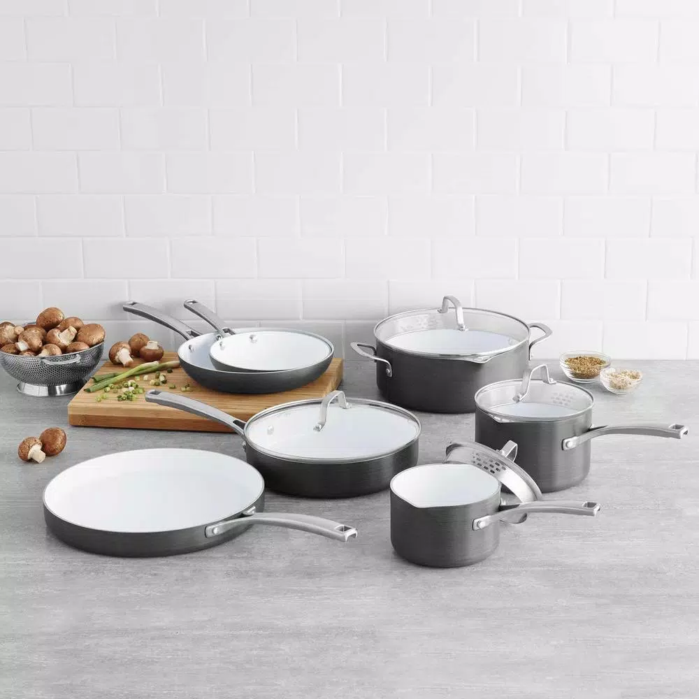 Calphalon Classic 11-Piece Hard-Anodized Aluminum Ceramic Nonstick Cookware Set In Black And White 3 Calphalon Classic 11-Piece Hard-Anodized Aluminum Ceramic Nonstick Cookware Set In Black And White - Image 2
