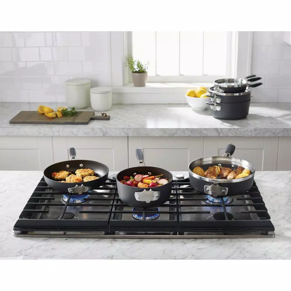 Calphalon Select Space Saving 9-Piece Hard-Anodized Aluminum Nonstick Cookware Set In Black - Image 5