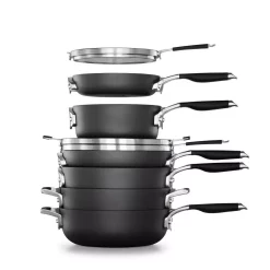 Calphalon Select Space Saving 9-Piece Hard-Anodized Aluminum Nonstick Cookware Set In Black