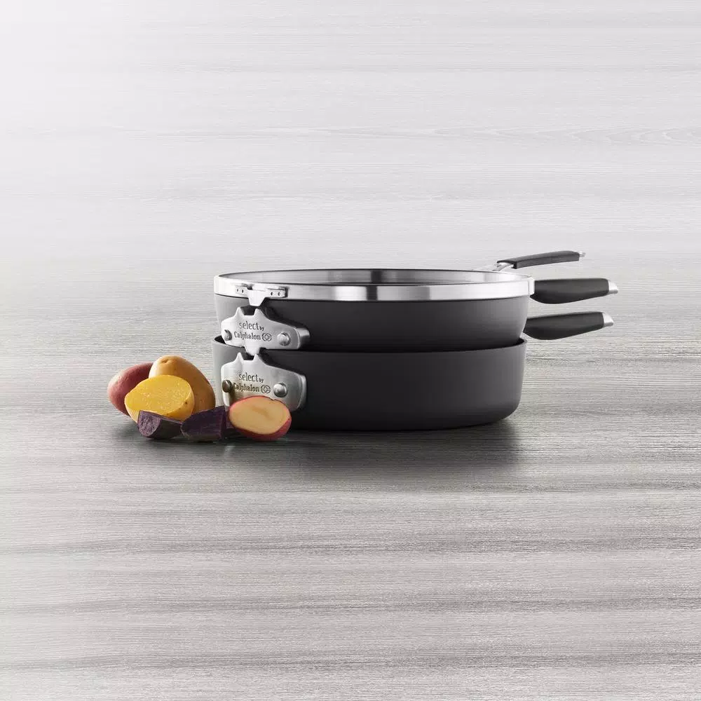 Calphalon Select Space Saving 3-Piece Hard-Anodized Aluminum Nonstick Cookware Set In Black 6 Calphalon Select Space Saving 3-Piece Hard-Anodized Aluminum Nonstick Cookware Set In Black - Image 4