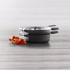 Calphalon Select Space Saving 3-Piece Hard-Anodized Aluminum Nonstick Cookware Set In Black 10 Calphalon Select Space Saving 3-Piece Hard-Anodized Aluminum Nonstick Cookware Set In Black -Weston Shop black calphalon cookware sets 2058555 4f 1000