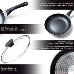 Alternative view of Classic Cuisine Allumi-Shield 15-Piece Aluminum Nonstick Cookware Set In Black