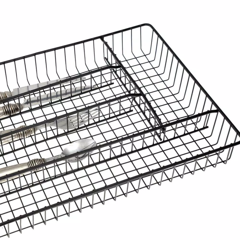 Kitchen Utensils Creative Home Black Plated Iron Works 5 Compartments Cutlery Tray Flatware Utensil Organizer, Large 5 Kitchen Utensils Creative Home Black Plated Iron Works 5 Compartments Cutlery Tray Flatware Utensil Organizer, Large - Image 3