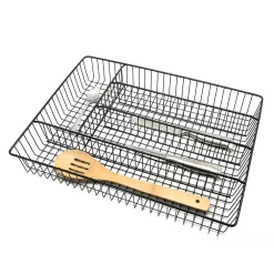 Alternative view of Kitchen Utensils Creative Home Black Plated Iron Works 5 Compartments Cutlery Tray Flatware Utensil Organizer, Large