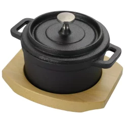 Alternative view of Bakeware Gibson Home Campton 0.30 Qt. Oval Cast Iron Mini Casserole With Lid And Wooden Base