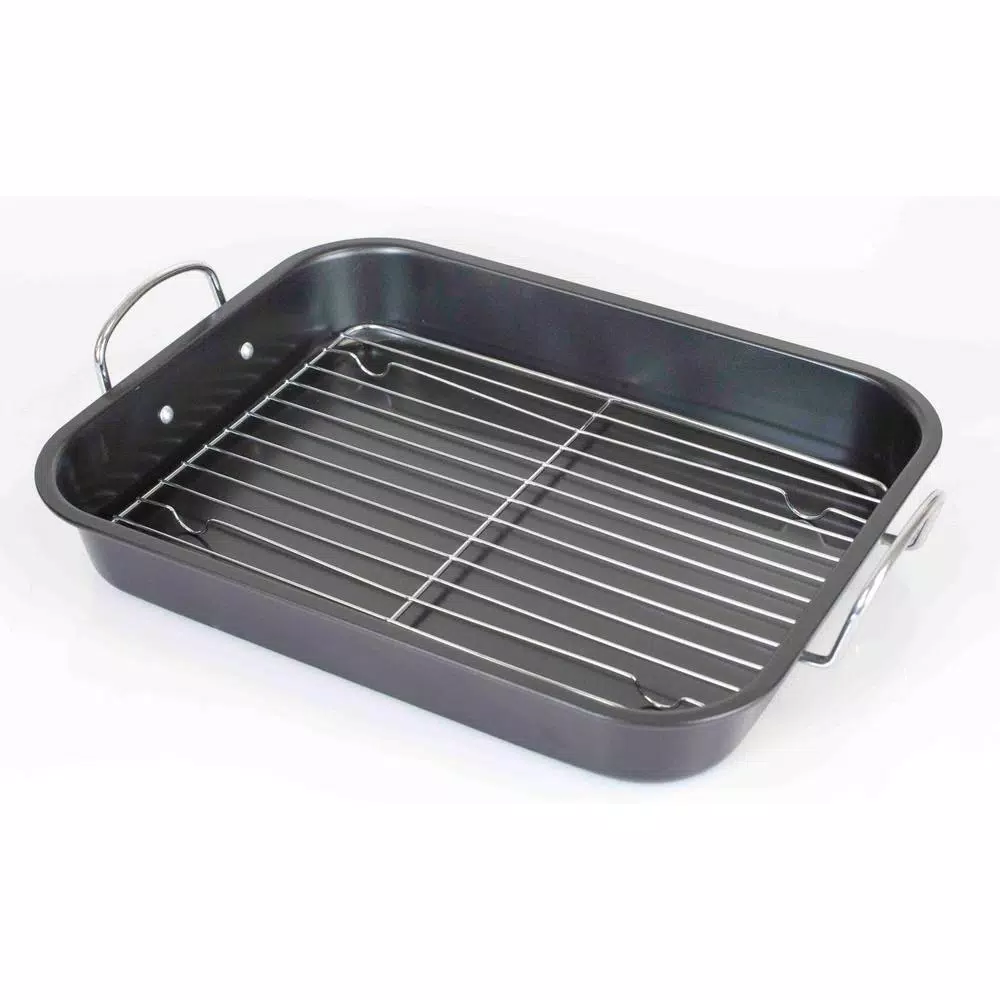 Cookware Home Basics 5.75 Qt. Steel Roasting Pan 3 Cookware Home Basics 5.75 Qt. Steel Roasting Pan