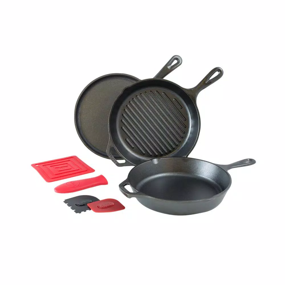 Lodge 7-Piece Cast Iron Cookware Set In Black 3 Lodge 7-Piece Cast Iron Cookware Set In Black