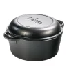 Cookware Lodge 5 Qt. Round Cast Iron Double Dutch Oven In Black With Lid