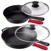 Cookware MegaChef Pre-Seasoned 6-Piece Cast Iron Skillet Set With Lids 1 Cookware MegaChef Pre-Seasoned 6-Piece Cast Iron Skillet Set With Lids -Weston Shop black megachef skillets 985114404m 64 1000