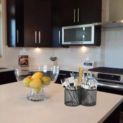 Kitchen Utensils Mind Reader 3-Section Black Mesh Cutlery Caddy, Utensils Caddy, Cutlery Holder, Serve Ware Holder, Flatware Organizer -Weston Shop black mind reader utensil holders 3cirmesh blk 31 1000