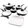 Oster Herstal 11-Piece Aluminum Ceramic Nonstick Cookware Set In Black 2 Oster Herstal 11-Piece Aluminum Ceramic Nonstick Cookware Set In Black -Weston Shop black oster cookware sets 985100160m 64 1000