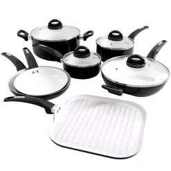 Oster Herstal 11-Piece Aluminum Ceramic Nonstick Cookware Set In Black