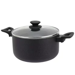 Cookware Oster Ashford 6 Qt. Round Aluminum Nonstick Dutch Oven In Black With Glass Lid