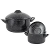 Cookware Gibson Home Casselman 4-Piece Steel Nonstick Pasta Pot Set In Black Speckle -Weston Shop black speckle gibson home stock pots 985100977m 64 1000