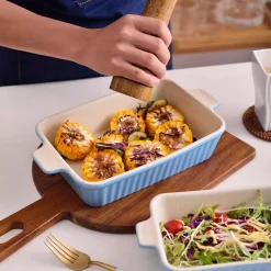 Alternative view of MALACASA 2-Piece Blue Rectangle Porcelain Bakeware Set 12 In. And 13 In. Baking Dishes
