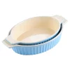 MALACASA 2-Piece Blue Oval Porcelain Bakeware Set 12.75 In. And 14.5 In. Baking Dish -Weston Shop blue malacasa bakeware sets bake bake 032 b 64 1000