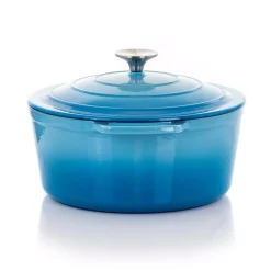 Bakeware MegaChef MegaChef 4 Qt. Round Enameled Cast Iron Casserole In Blue With Lid 10 Bakeware MegaChef MegaChef 4 Qt. Round Enameled Cast Iron Casserole In Blue With Lid -Weston Shop blue megachef casserole dishes 985112882m 4f 1000