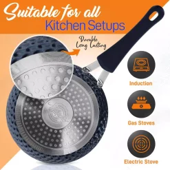 NutriChef Elegant Diamond 11-Piece Aluminum Nonstick Cookware Set In Blue 12 NutriChef Elegant Diamond 11-Piece Aluminum Nonstick Cookware Set In Blue -Weston Shop blue nutrichef cookware sets nccw11ds 1f 1000