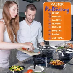 NutriChef Elegant Diamond 11-Piece Aluminum Nonstick Cookware Set In Blue 15 NutriChef Elegant Diamond 11-Piece Aluminum Nonstick Cookware Set In Blue -Weston Shop blue nutrichef cookware sets nccw11ds 31 1000
