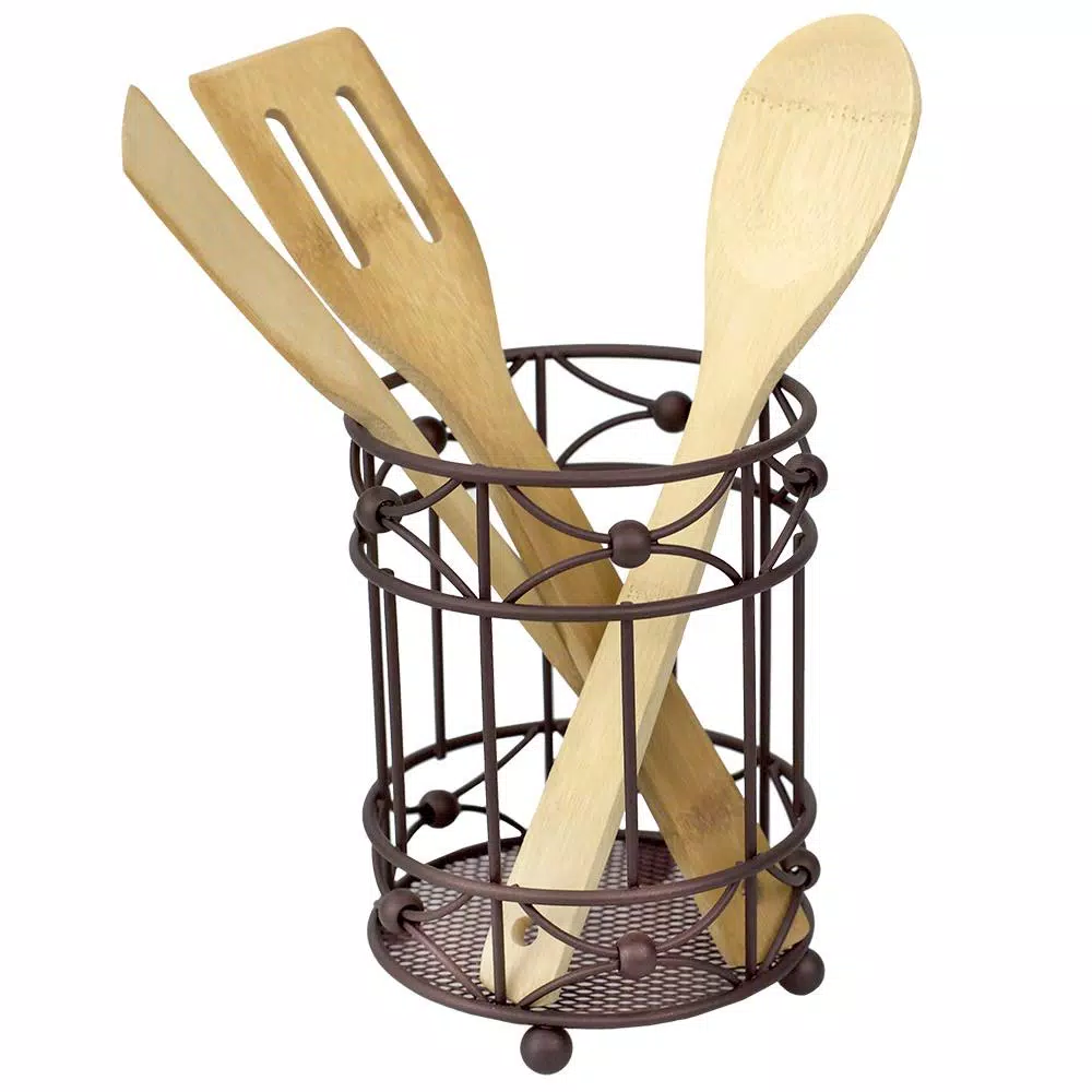 Kitchen Utensils Home Basics Arbor Oil-Rubbed Bronze Cutlery Holder With Mesh Bottom And Non-Skid Feet 4 Kitchen Utensils Home Basics Arbor Oil-Rubbed Bronze Cutlery Holder With Mesh Bottom And Non-Skid Feet - Image 2