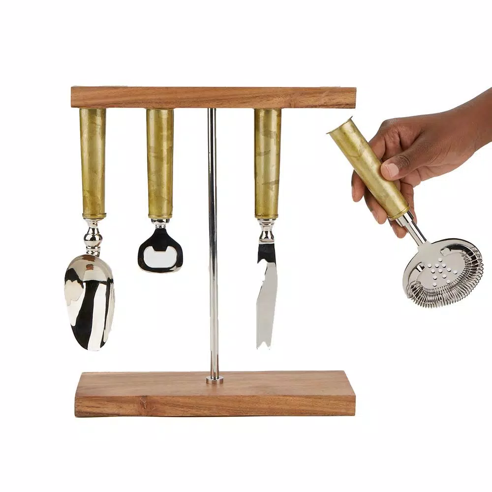 Kitchen Utensils Mind Reader Galvanized Bar Set With Organizer Stand For Perfect Bartending Kit Silver 4-Piece Bar Set Stand 5 Kitchen Utensils Mind Reader Galvanized Bar Set With Organizer Stand For Perfect Bartending Kit Silver 4-Piece Bar Set Stand - Image 3