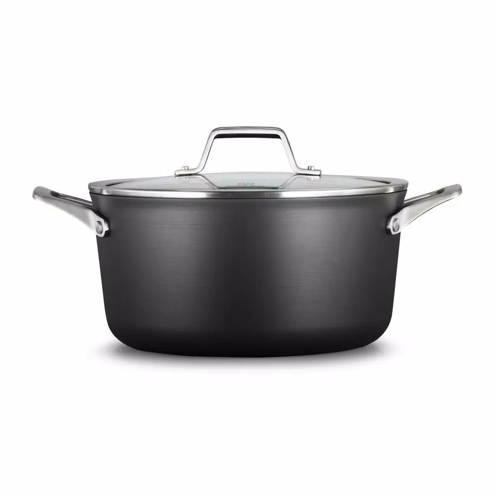 Cookware Calphalon Premier 6 Qt. Hard-Anodized Aluminum Nonstick Stock Pot In Black With Glass Lid 3 Cookware Calphalon Premier 6 Qt. Hard-Anodized Aluminum Nonstick Stock Pot In Black With Glass Lid