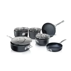 Alternative view of GRANITESTONE 10-Piece Aluminum StackMaster Non-Stick Diamond Infused Cookware Set With Glass Lids