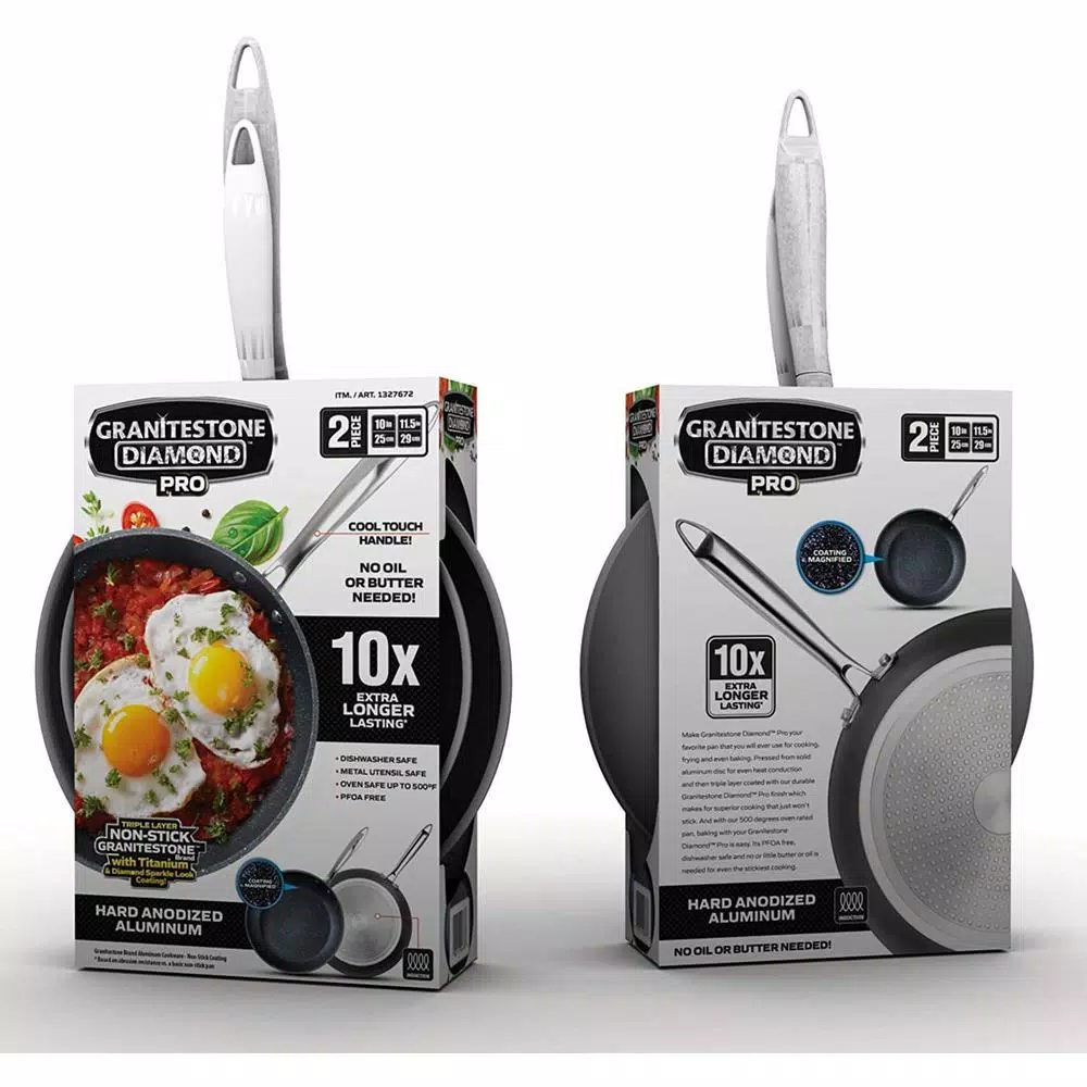 Cookware GRANITESTONE Pro 10 In. And 11.5 In. Aluminum Ultra-Nonstick Hard Anodized Diamond Infused Induction Capable Fry Pan Set (2-Piece) 5 Cookware GRANITESTONE Pro 10 In. And 11.5 In. Aluminum Ultra-Nonstick Hard Anodized Diamond Infused Induction Capable Fry Pan Set (2-Piece) - Image 3