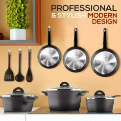 Alternative view of NutriChef Ridge-Line 12-Piece Aluminum Nonstick Cookware Set In Chrome