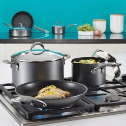 Cookware Circulon Elementum 10 Qt. Hard-Anodized Aluminum Nonstick Stock Pot In Oyster Gray With Glass Lid 11 Cookware Circulon Elementum 10 Qt. Hard-Anodized Aluminum Nonstick Stock Pot In Oyster Gray With Glass Lid -Weston Shop circulon stock pots 81403 31 1000