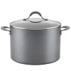 Cookware Circulon Elementum 10 Qt. Hard-Anodized Aluminum Nonstick Stock Pot In Oyster Gray With Glass Lid 1 Cookware Circulon Elementum 10 Qt. Hard-Anodized Aluminum Nonstick Stock Pot In Oyster Gray With Glass Lid -Weston Shop circulon stock pots 81403 64 1000
