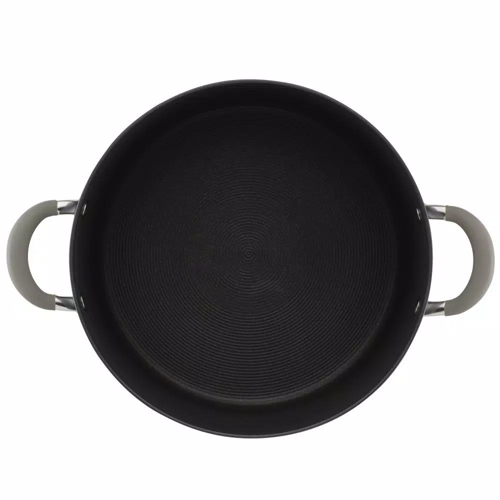 Cookware Circulon Elementum 10 Qt. Hard-Anodized Aluminum Nonstick Stock Pot In Oyster Gray With Glass Lid 4 Cookware Circulon Elementum 10 Qt. Hard-Anodized Aluminum Nonstick Stock Pot In Oyster Gray With Glass Lid - Image 2