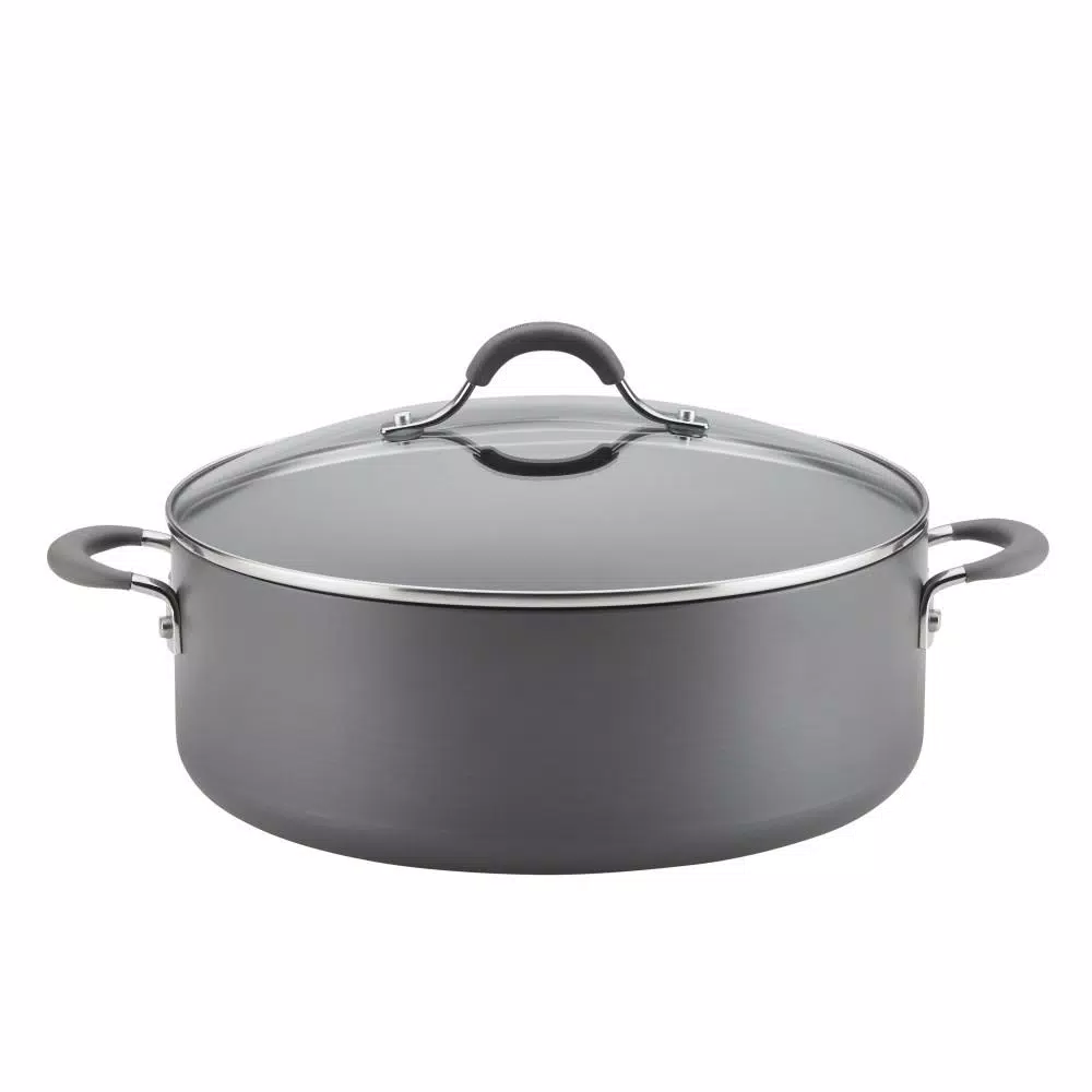 Cookware Circulon Radiance 7.5 Qt. Hard-Anodized Aluminum Nonstick Stock Pot In Gray With Glass Lid